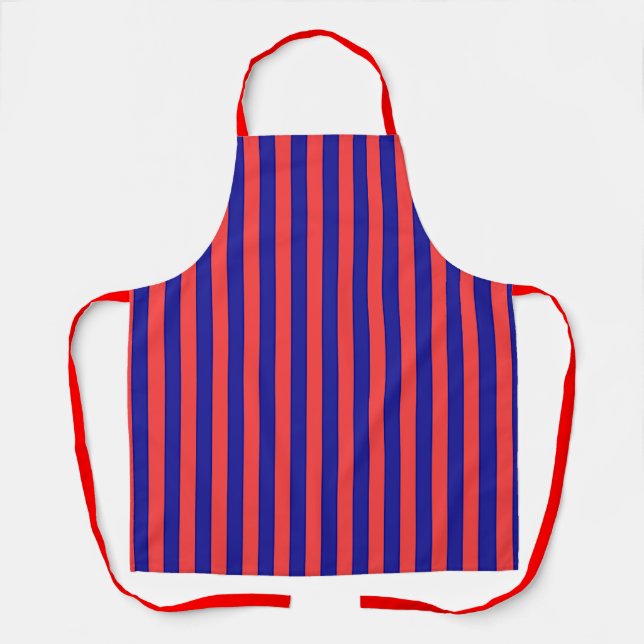 Wide Red And Blue Stripes Apron (Front)
