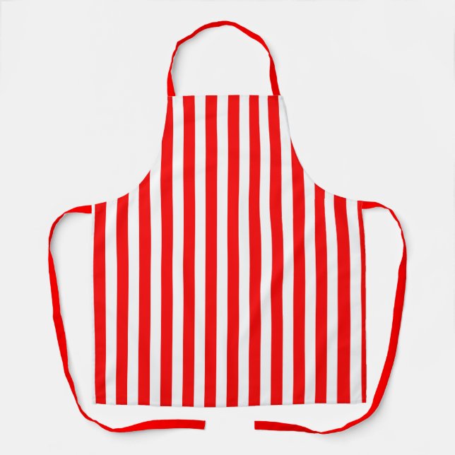 Wide Red White Stripes Apron (Front)