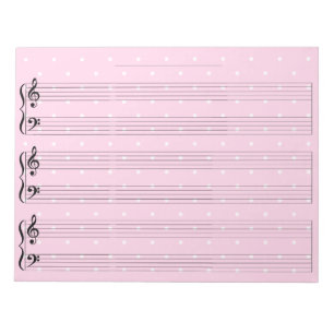 Wide Rule Pretty Pink Piano Music Manuscript Paper Notepad