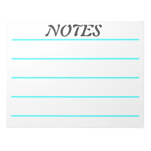 Wide Rule Turquoise Lined Note Paper (Front)