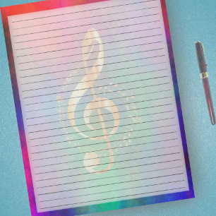 Wide Ruled Gold Music Treble Clef Bright Colourful Notepad
