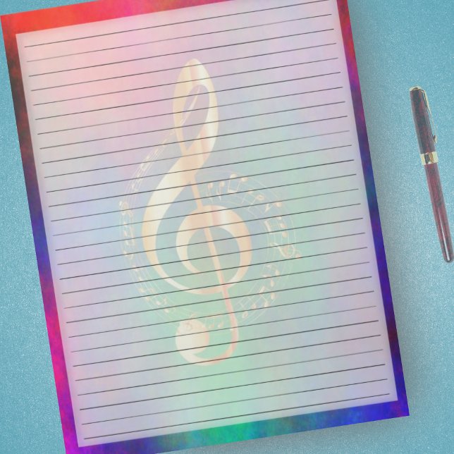 Wide Ruled Gold Music Treble Clef Bright Colourful Notepad (Creator Uploaded)