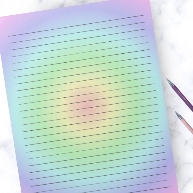 Wide Ruled Lines on Pastel Watercolor Rainbow Notepad (Creator Uploaded)
