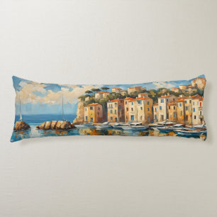 Wide Seascape Mediterranean Ancient Harbour Body Cushion