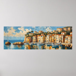 Wide Seascape Mediterranean Ancient Harbour Poster