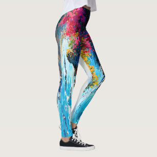 Wide Seascape Mediterranean Beach and Rocks       Leggings