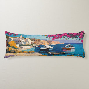 Wide Seascape Mediterranean Tranquil Harbour Body Cushion