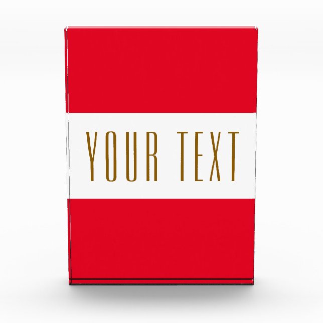 Wide Sporty Bright Red White Stripes Modern Text Photo Block (Front)