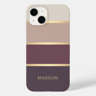 Wide Striped Modern Monogram Name Case-Mate iPhone 14 Case