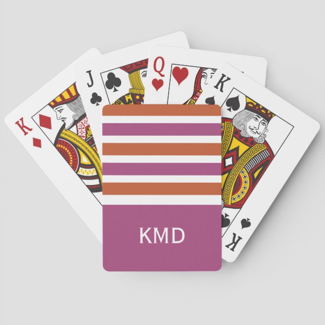 Wide Stripes custom monogram playing cards (Back)