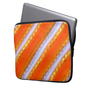 Wide stripes in ice to yellowish orange lace style laptop sleeve