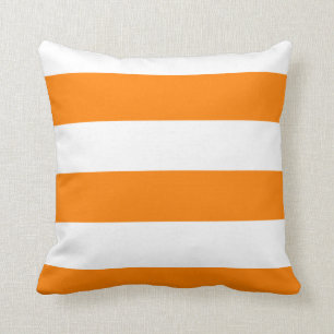 Wide Stripes - White and Orange Cushion