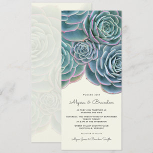 Wide Succulent Border Tall Wedding Invitation