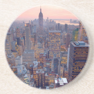 Wide view of Manhattan at sunset Coaster