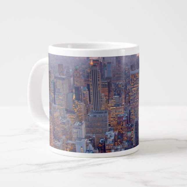 Wide view of Manhattan at sunset Large Coffee Mug (Front Left)