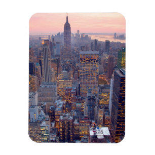 Wide view of Manhattan at sunset Magnet