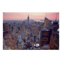 Wide view of Manhattan at sunset