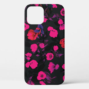 Wide vintage floral, stylised tulips pattern. iPhone 12 case
