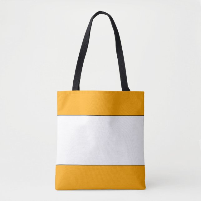 Wide White Centre Stripe On Sunny Golden Yellow Tote Bag (Front)
