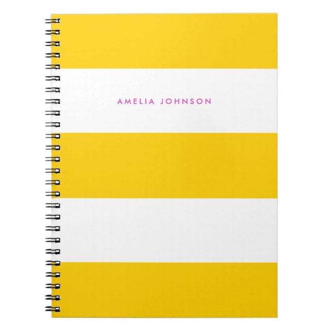 Wide Yellow and Cream Stripes Notebook (Front)