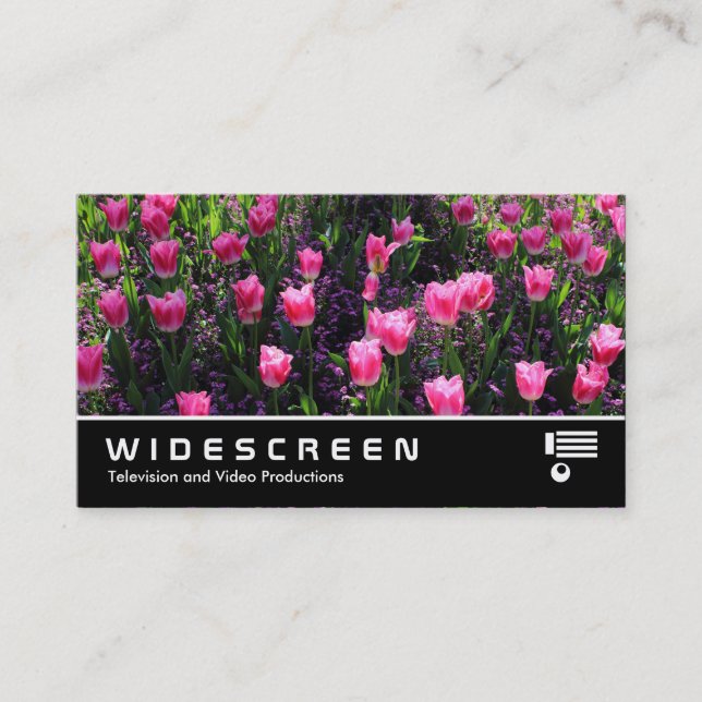 Widescreen 0473 - Bed of Pink Tulips Business Card (Front)