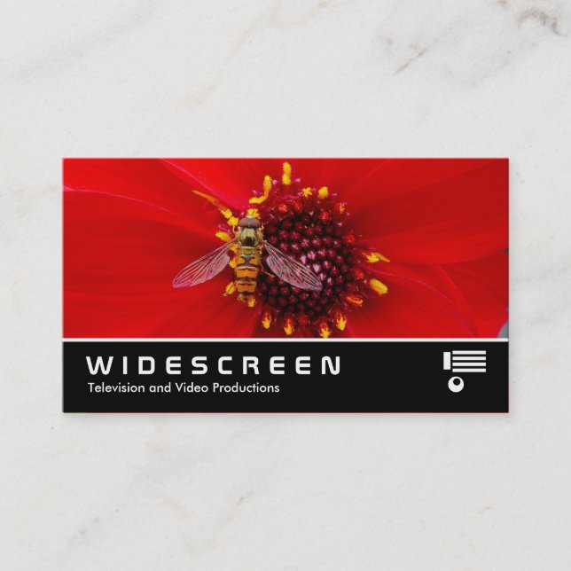 Widescreen 145 - Hover Fly on a Dahlia Business Card (Front)