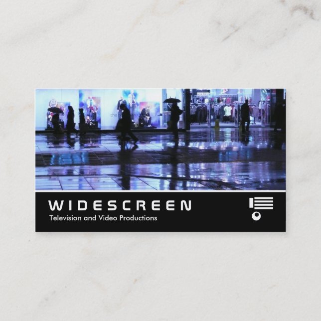 Widescreen 209 - Shoping in the Rain Business Card (Front)
