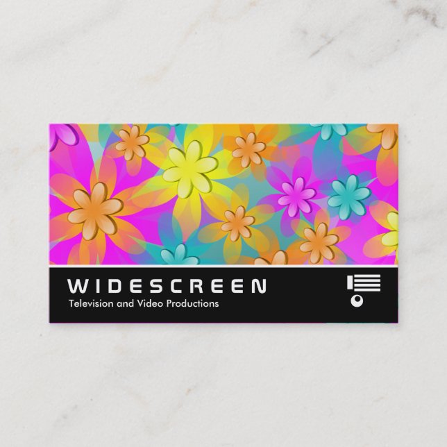 Widescreen 322 - Colourful 3d Flowers Business Card (Front)