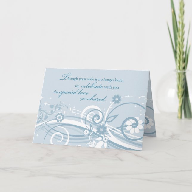 Widower Wedding Anniversary After Loss of Wife Blu Card (Front)