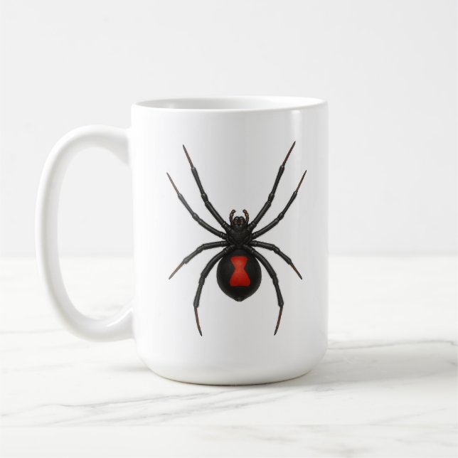 Widow's Warning: Black Widow Spider Coffee Mug (Left)