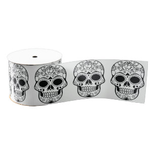 Width 3ins Ribbon - Rock Chick Skulls Grosgrain Ribbon