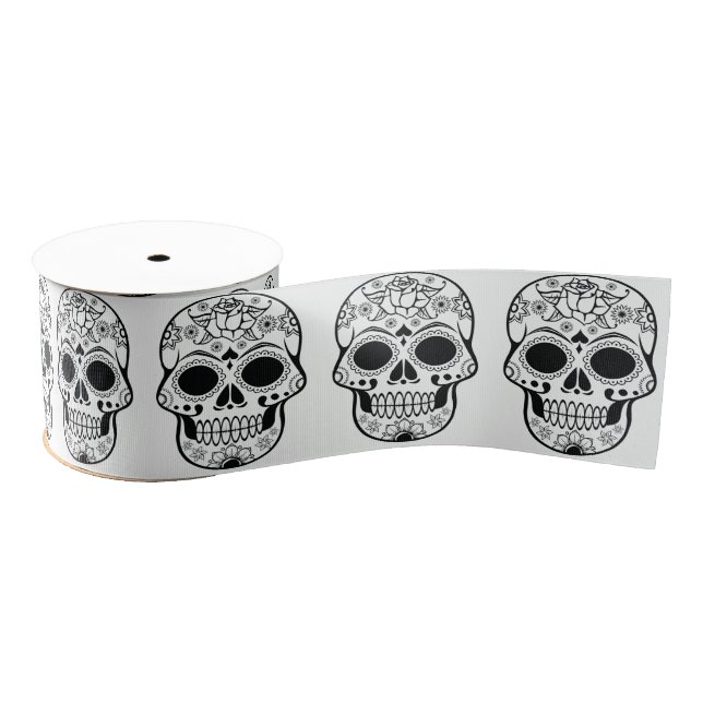 Width 3ins Ribbon - Rock Chick Skulls Grosgrain Ribbon (Spool)