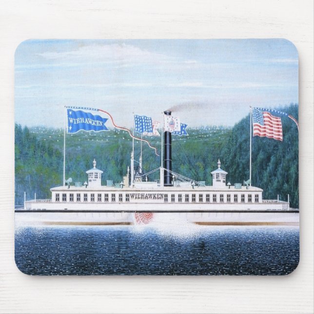 Wiehawken steam ferry 1868 mouse mat (Front)