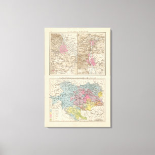 Wien, Prag, BudaPest Map Canvas Print