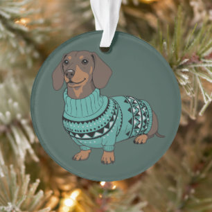 Wiener Dog Christmas Ugly Sweater Dachshund Pet  Ornament