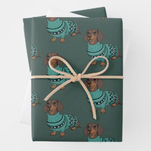 Wiener Dog Christmas Ugly Sweater Dachshund Pet Wrapping Paper Sheet