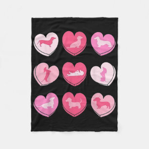 Wiener Dog Dachshund Hearts Candy Valentines Day D Fleece Blanket