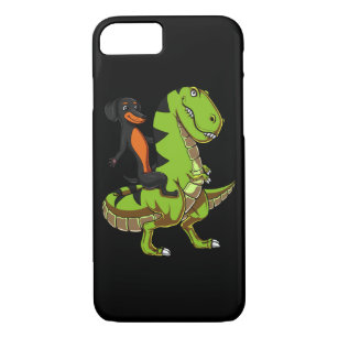 Wiener Dog Dachshund Riding T-Rex Dinosaur Case-Mate iPhone Case