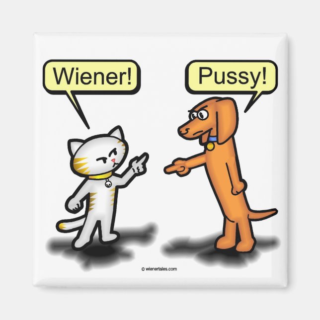 Wiener Dog & Pussycat Nemesis Magnet (Front)