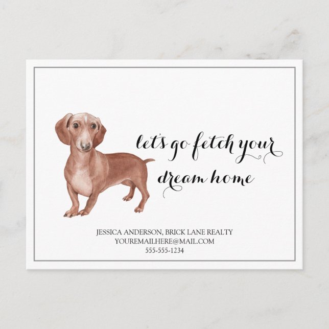 Wiener Dog Real Estate Buying Marketing  Postcard (Front)