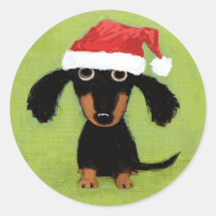 Wiener Dog Santa Cute Christmas Dachshund Classic Round Sticker
