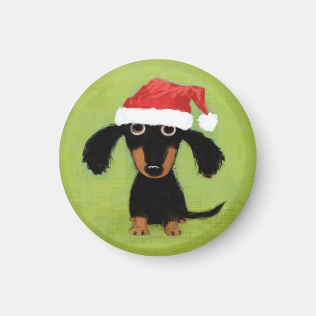 Wiener Dog Santa | Funny Dachshund Christmas Xmas Magnet (Front)