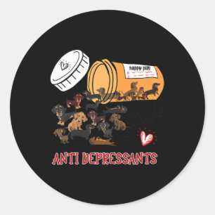 Wiener Dog Sausage Puppy Lover Antidepressants Dac Classic Round Sticker