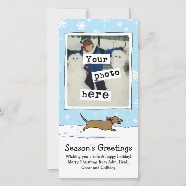 Wiener Dog Snow Christmas | Dachshund Your Photo Holiday Card (Front)