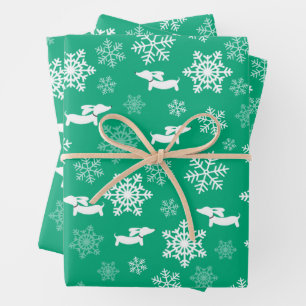 Wiener Dog Snowflake Christmas Wrapping Paper