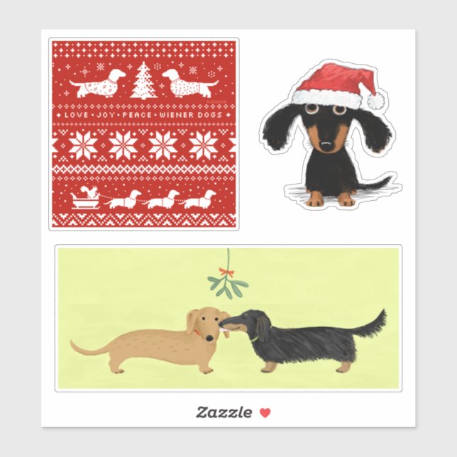 Wiener Dogs Christmas | Dachshund Holiday Stickers (Sheet)