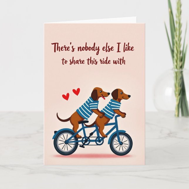 Wiener Dogs Tandem Love Card (Front)
