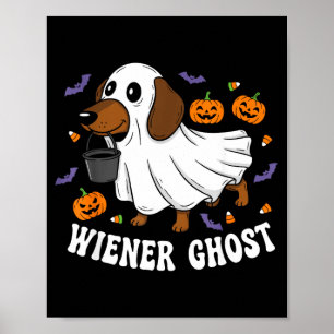 Wiener ghost funny dachshund halloween dog poster