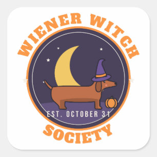 Wiener Witch Society Dachshund Witch Halloween Square Sticker