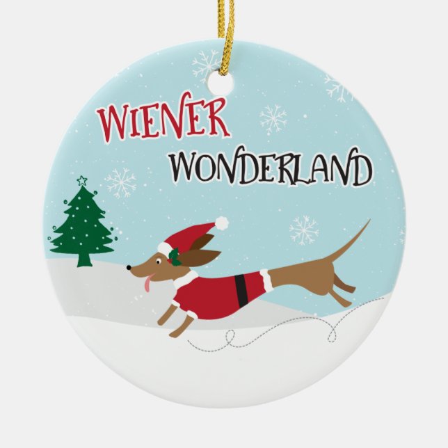 Wiener Wonderland Ceramic Tree Decoration (Front)